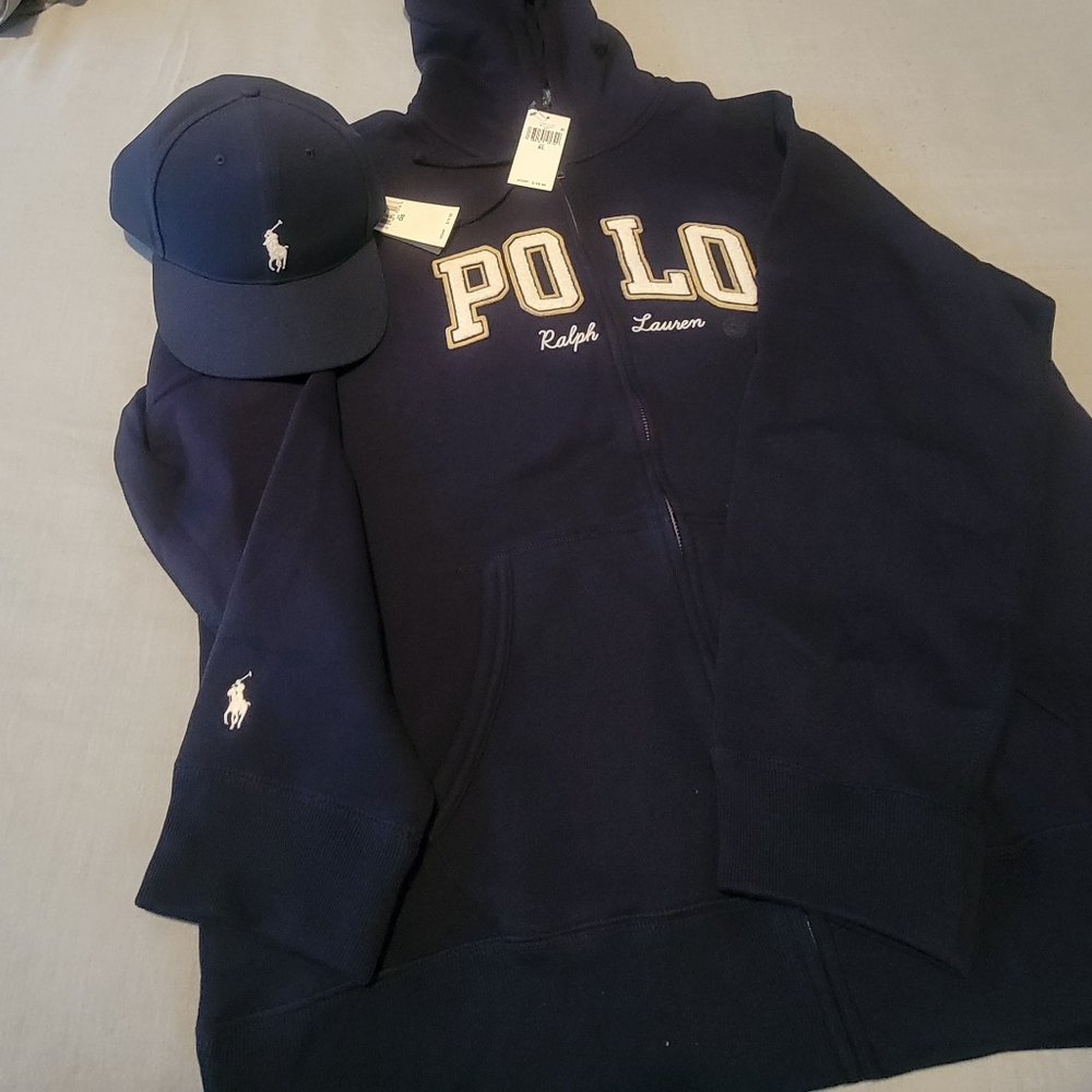 XL Polo Ralph Lauren hoodie and navy Polo cap one size.